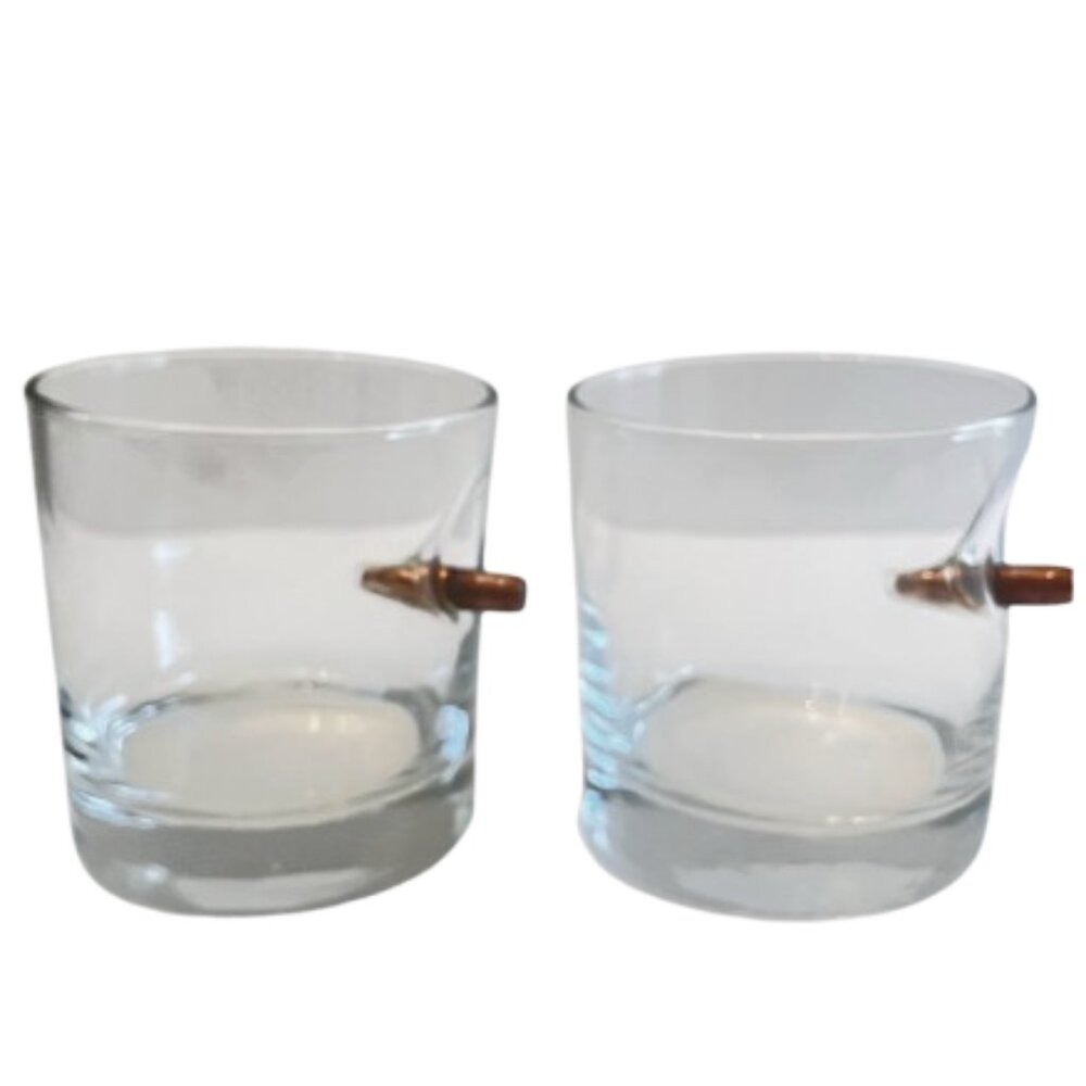 Two BenShot Rocks Glass with Real .308 Bullet - 11oz | Made in the USA